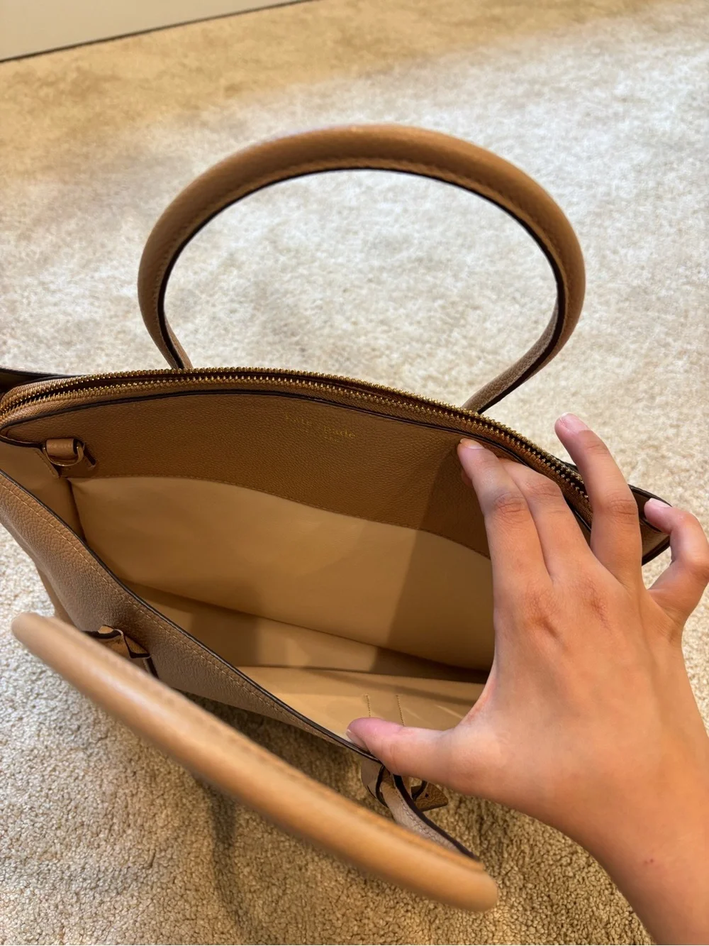 kate spade tan pebble leather satchel
